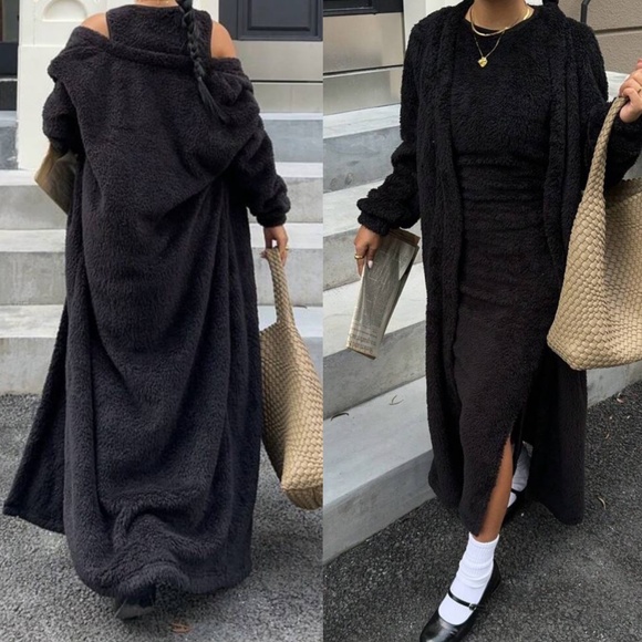 Classic Black Split Thigh Sleeveless Midi Dress Cardigan Set - Picture 2 of 2